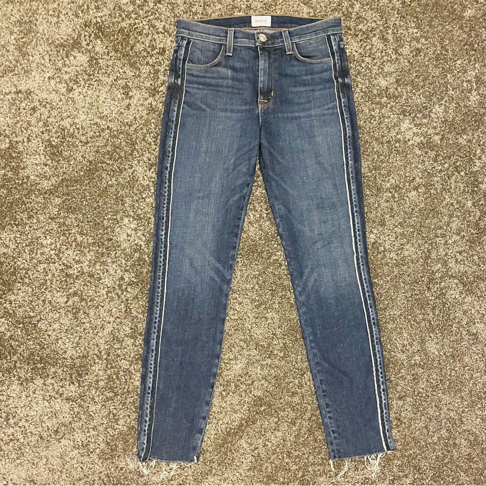Hudson Jeans Barbara Side Stripe High Waist Raw Hems Skinny